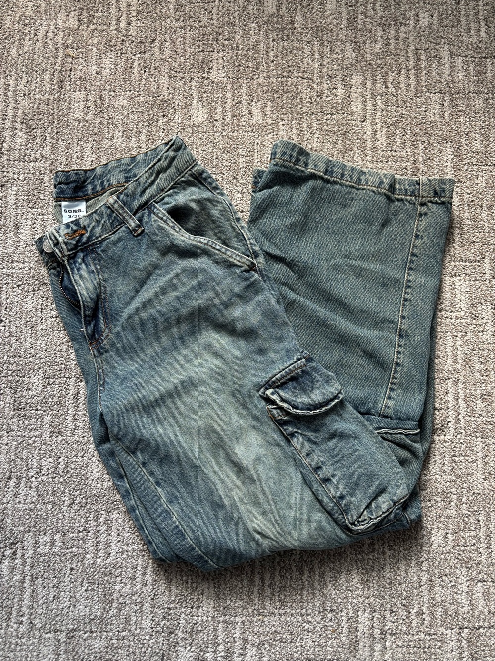 Men's Blue Cargo Jeans - Casual Workwear